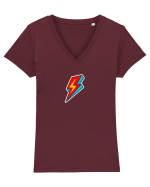 Retro  Lightning Bolt Tricou mânecă scurtă guler V Damă Evoker