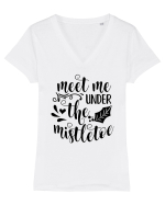 Mă găsești sub vâsc Tricou mânecă scurtă guler V Damă Evoker