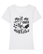 Mă găsești sub vâsc Tricou mânecă scurtă guler larg fitted Damă Expresser