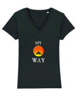 Tricou MY WAY  Tricou mânecă scurtă guler V Damă Evoker