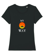 Tricou MY WAY  Tricou mânecă scurtă guler larg fitted Damă Expresser