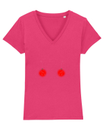 Christmas Red Globes Tricou mânecă scurtă guler V Damă Evoker