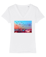Winter Tricou mânecă scurtă guler V Damă Evoker