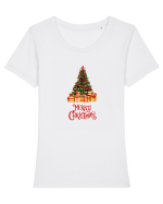 Merry Christmas! Tricou mânecă scurtă guler larg fitted Damă Expresser