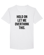 Overthinking - scris negru Tricou mânecă scurtă guler larg Bărbat Skater