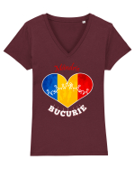 Tricolor România Tricou mânecă scurtă guler V Damă Evoker