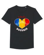 Tricolor România Tricou mânecă scurtă guler larg Bărbat Skater