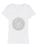 Ornament dacic. Tricou mânecă scurtă guler V Damă Evoker