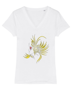 Gold Women Tricou mânecă scurtă guler V Damă Evoker