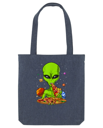 Alien Eating Pizza Midnight Blue