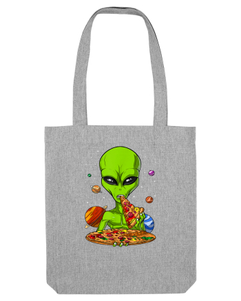 Alien Eating Pizza Heather Grey