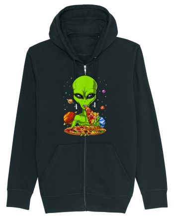 Alien Eating Pizza Black