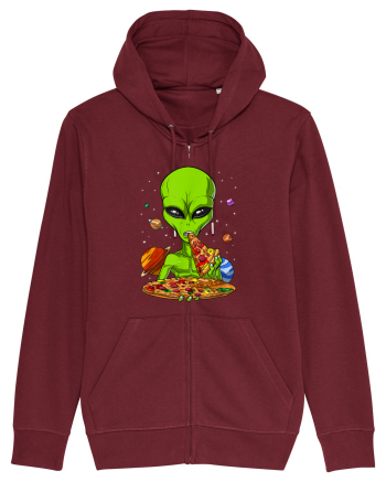 Alien Eating Pizza Burgundy