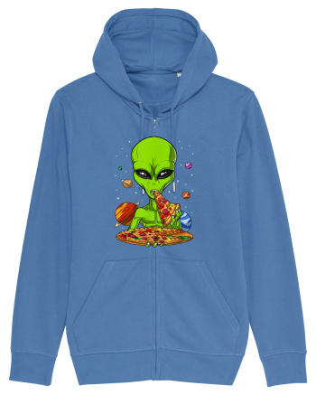 Alien Eating Pizza Bright Blue