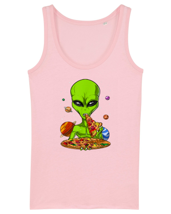 Alien Eating Pizza Cotton Pink