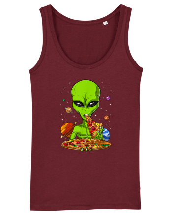 Alien Eating Pizza Burgundy