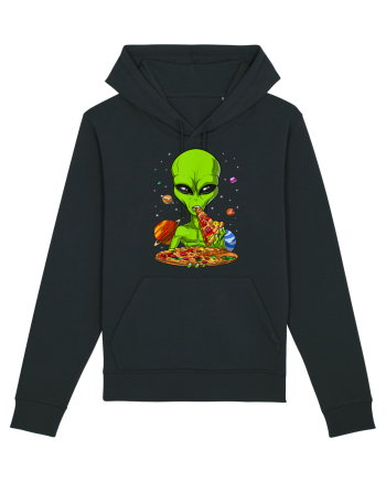 Alien Eating Pizza Black