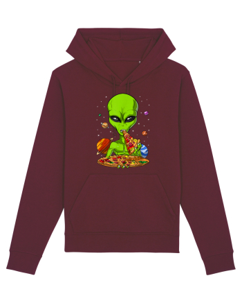 Alien Eating Pizza Burgundy