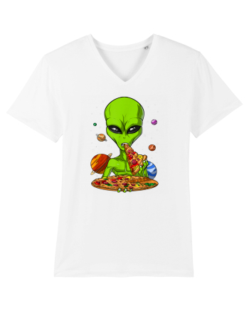 Alien Eating Pizza White