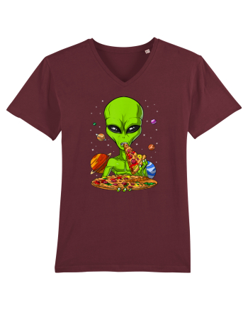 Alien Eating Pizza Burgundy