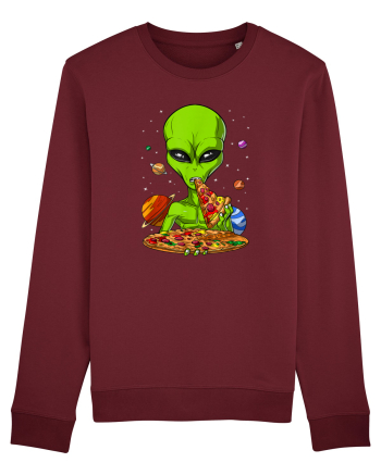 Alien Eating Pizza Burgundy
