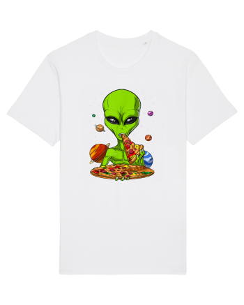 Alien Eating Pizza White