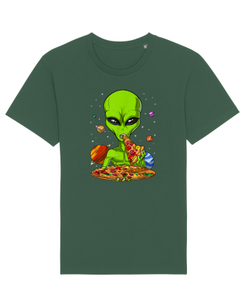Alien Eating Pizza Bottle Green