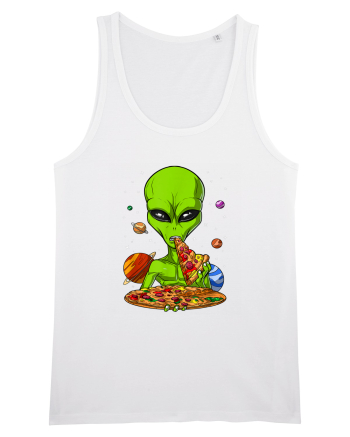 Alien Eating Pizza White