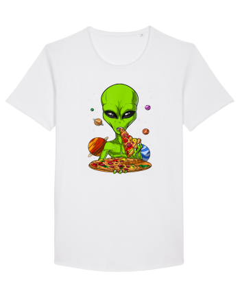 Alien Eating Pizza White