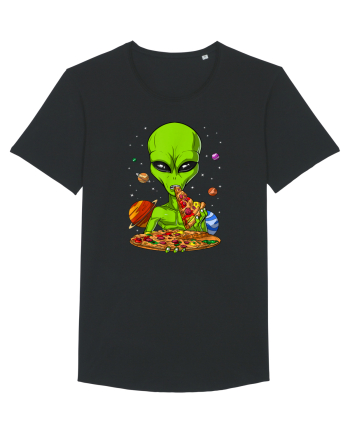 Alien Eating Pizza Black