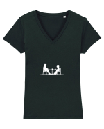 SHAMAN KING - coffee break (White) Tricou mânecă scurtă guler V Damă Evoker