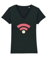 WiFi la Micul Dejun Tricou mânecă scurtă guler V Damă Evoker