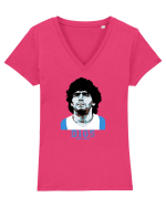 Maradona D10S.  Tricou mânecă scurtă guler V Damă Evoker