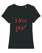 I love you Tricou mânecă scurtă guler larg fitted Damă Expresser