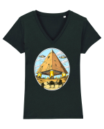 Alien Egyptian Pyramids Tricou mânecă scurtă guler V Damă Evoker