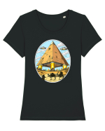 Alien Egyptian Pyramids Tricou mânecă scurtă guler larg fitted Damă Expresser