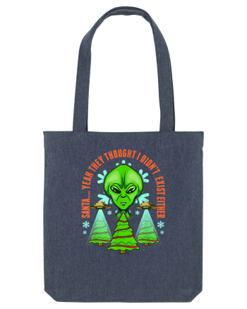Alien Funny Christmas Tree  Midnight Blue