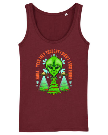 Alien Funny Christmas Tree  Burgundy