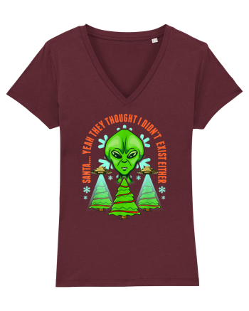 Alien Funny Christmas Tree  Burgundy