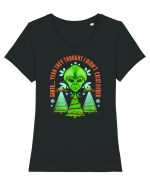 Alien Funny Christmas Tree  Tricou mânecă scurtă guler larg fitted Damă Expresser