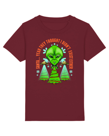 Alien Funny Christmas Tree  Burgundy