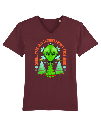 Alien Funny Christmas Tree  Burgundy
