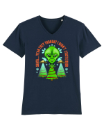 Alien Funny Christmas Tree  Tricou mânecă scurtă guler V Bărbat Presenter