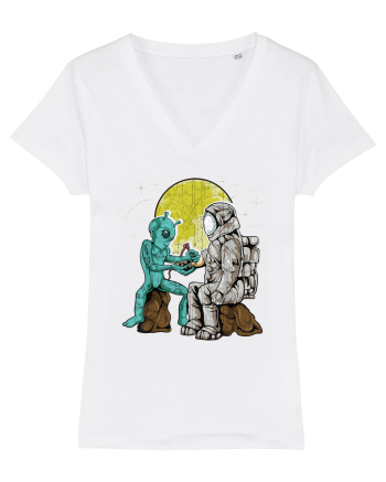 Alien Inking Astronaut Tattoo White