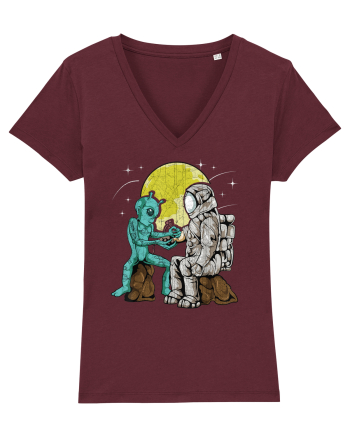 Alien Inking Astronaut Tattoo Burgundy