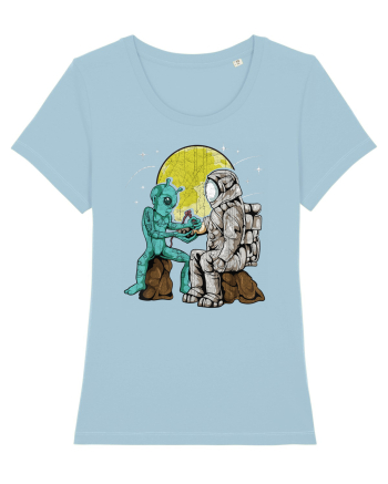 Alien Inking Astronaut Tattoo Sky Blue