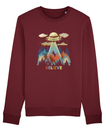 Autumn Cat Alien Abduction Burgundy