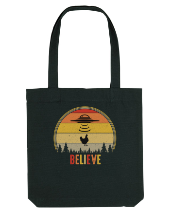 Retro Sunset Chicken Abduction Black