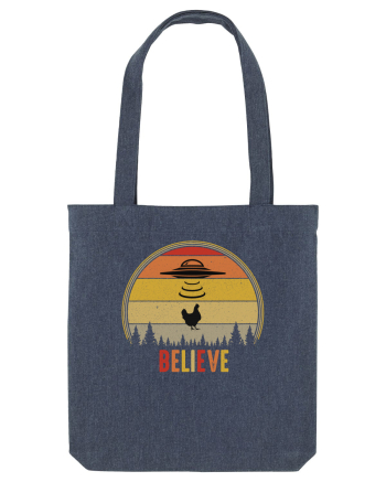 Retro Sunset Chicken Abduction Midnight Blue