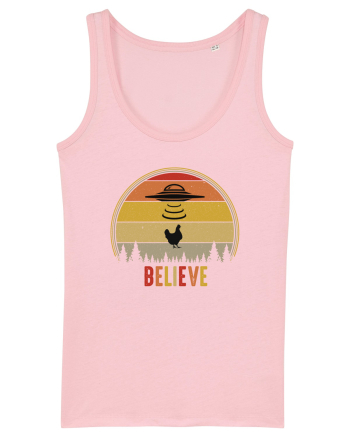 Retro Sunset Chicken Abduction Cotton Pink
